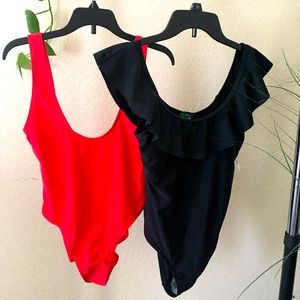 Red BayWatch One piece and black Swimsuit